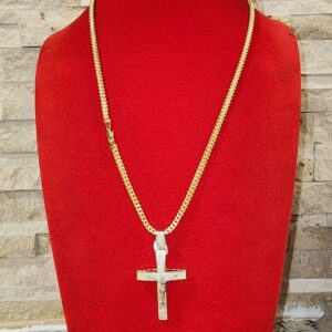 14K Men Chain & Cross Pendant